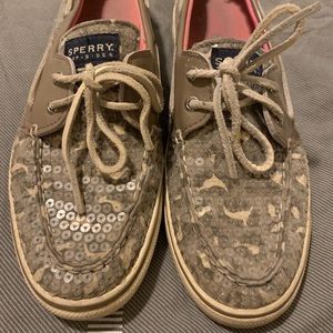 Sperry Cheetah Print Sequin Boat Shoes
